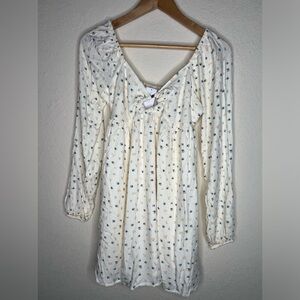 American Eagle Faux Wrap Babydoll Dress Womens Size M Cream Bohemian Coastal New